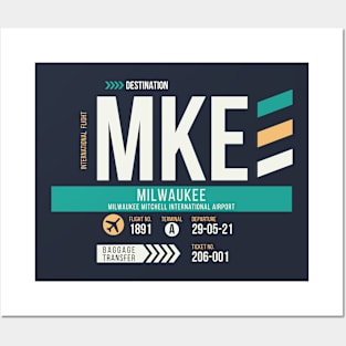 Milwaukee (MKE) Airport Code Baggage Tag Posters and Art